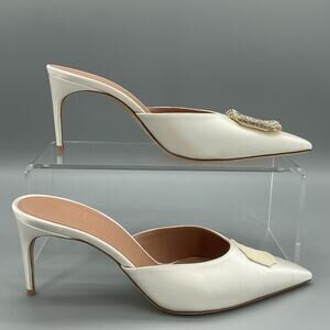 Malone Souliers Women’s Mona Embellished Pointed Toe Pumps White Size 8.5